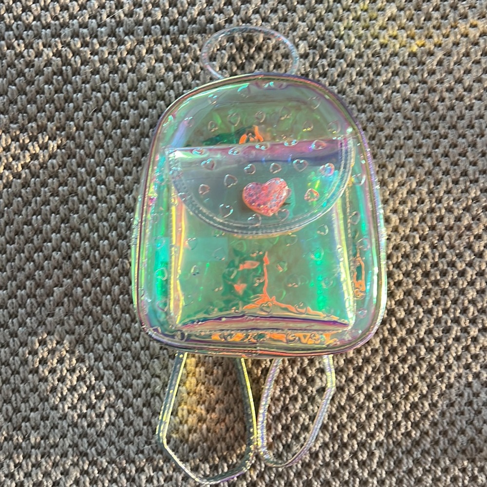 Zara Toddler Girls Mini Holographic Heart Backpack